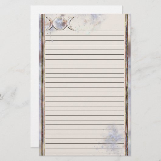 並ぶ三重の月のMoonstone 便箋 (正面/裏面)