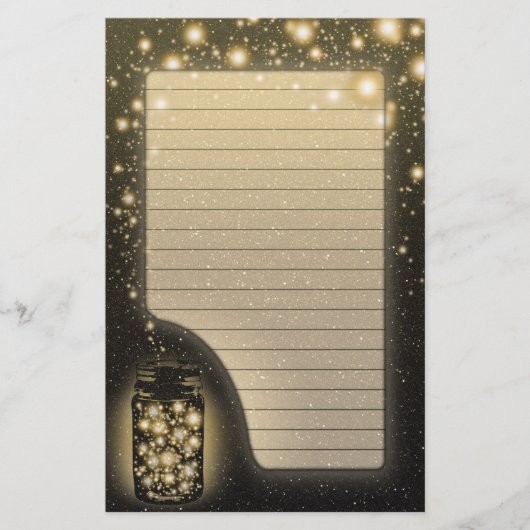 並ぶ夜星を持つホタルの白熱［赤熱］光を放つな瓶 便箋 (正面)