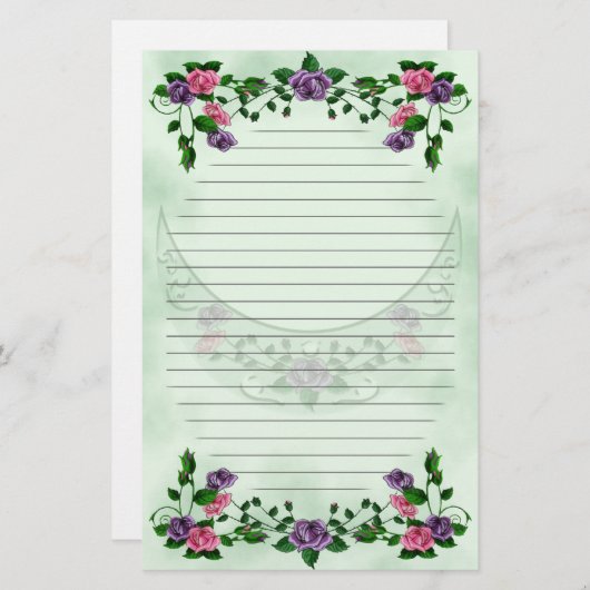 並ぶ緑の女神の直立した三日月 便箋 (正面/裏面)