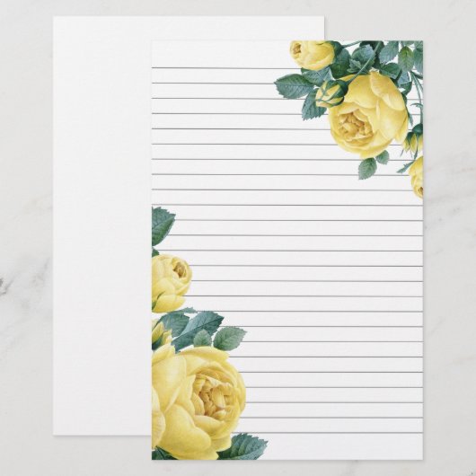 並ぶ黄色バラ 便箋 (正面/裏面)