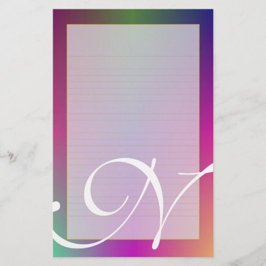 並ぶNのモノグラム"紫色の金属"罰金 便箋 (正面)