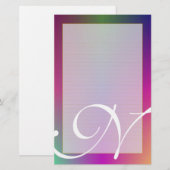 並ぶNのモノグラム"紫色の金属"罰金 便箋 (正面/裏面)