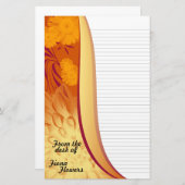 並ぶNotepaperの文房具オレンジ黄色の花 便箋 (正面/裏面)