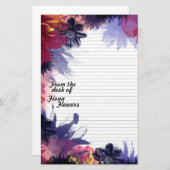 並ぶNotepaperの文房具暗くカラフルな花 便箋 (正面/裏面)