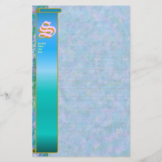 並ぶSのイニシャルの"青い庭"のイニシャルの罰金 便箋 (正面)