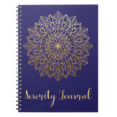 並べられたページが付いている金ゴールドの曼荼羅の平静ジャーナル ノートブック (正面)
