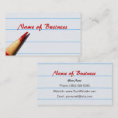 並べられた紙の先生の鉛筆との赤い執筆 名刺 (正面/裏面)