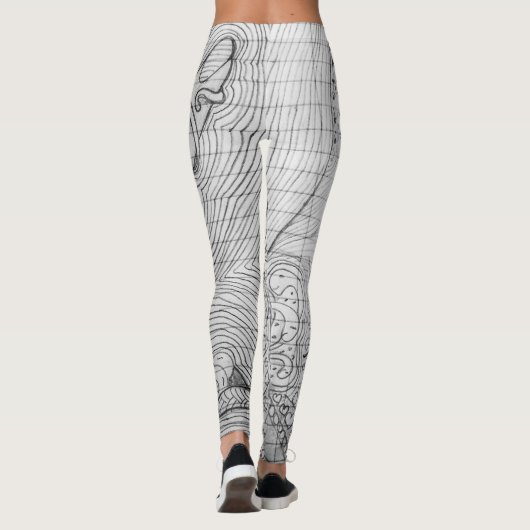 並べられた紙の手描きの鉛筆の落書きの芸術 レギンス (裏面)