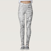 並べられた紙の手描きの鉛筆の落書きの芸術 レギンス (正面)