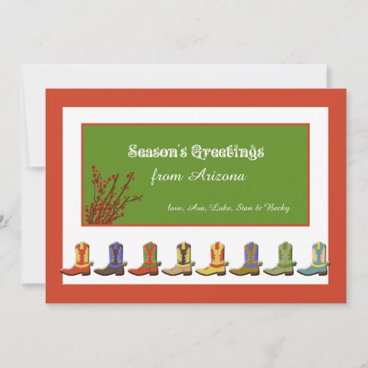 並んだブーツのホリデーカード シーズンカード (正面)