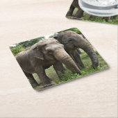 並んでアジアゾウ スクエアペーパーコースター (アングル)