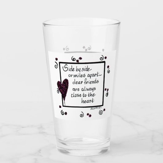 並んで、我々友人の詩、スケッチ黒 タンブラーグラス (正面)