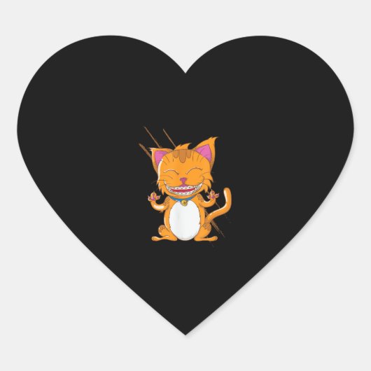 中かっこ付き猫 ハートシール (正面)