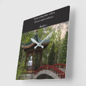 中からの平和、仏の引用文 スクエア壁時計 (傾斜)