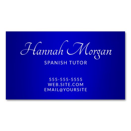 中から濃い青エレガントグラデーション マグネット名刺 (正面)