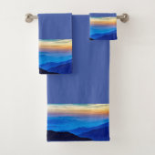 中かわいらし青縁ど背景の日の入り バスタオルセット (インサイチュ)