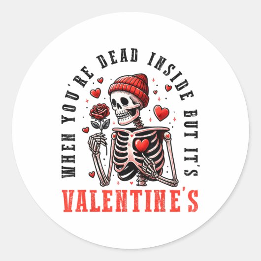 中で死んでもそのバレンタインのスケル ラウンドシール (正面)