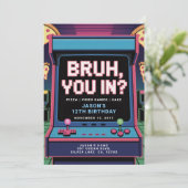 中に入った?ネオンビデオゲームアーケード誕生日パーティー 招待状 (スタンド正面)