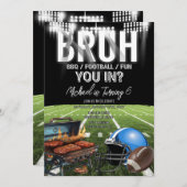 中に入った?BBQフットボールゲームタイムキッズ誕生日 招待状 (正面/裏面)