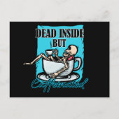 中に死んでいるがカフェイン入りコーヒー愛のスケルトン ポストカード (正面)
