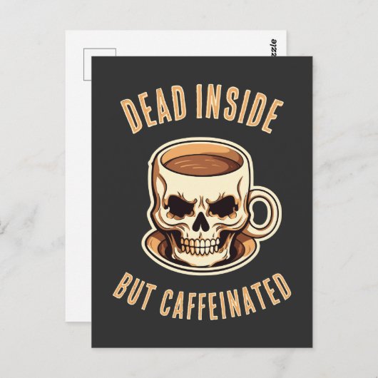 中に死んでいるがカフェイン入りスカルコーヒーマグ ポストカード (正面/裏面)