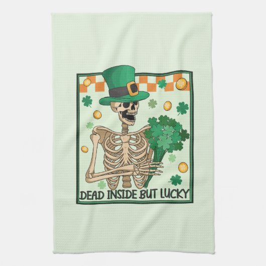 中に死んでいるが幸運なSt patricks キッチンタオル (縦)