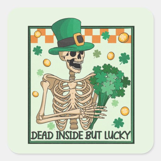 中に死んでいるが幸運なSt patricks スクエアシール (正面)