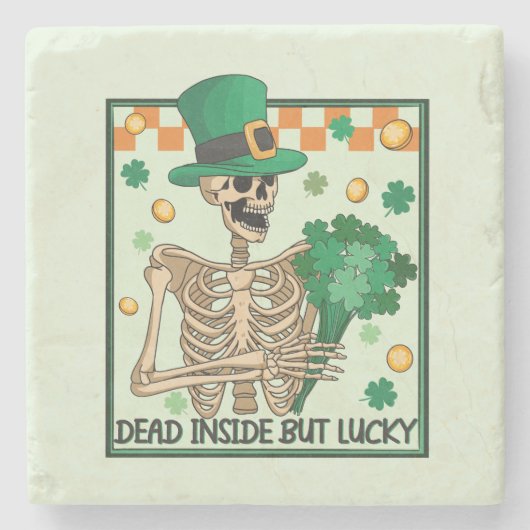 中に死んでいるが幸運なSt patricks ストーンコースター (正面)