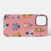 中に虫や甲虫が入った継ぎ目のない子どもの柄 iPhoneケース (裏面横)