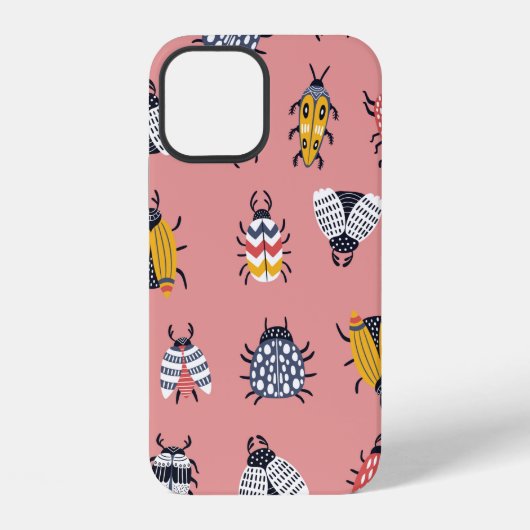 中に虫や甲虫が入った継ぎ目のない子どもの柄 iPhoneケース (裏面)