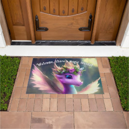 中に魔法がある – Purple Fairy Dragon ドアマット