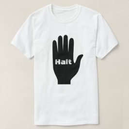 中にHaltという文字が入った手 Tシャツ