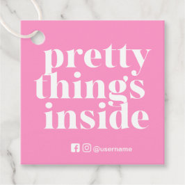 中のかわいらしもの、小さなビジネスラベルピンク フェイバータグ