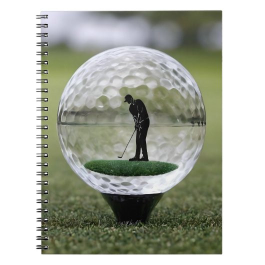中のゴルファーとガラスゴルフボール ノートブック (正面)