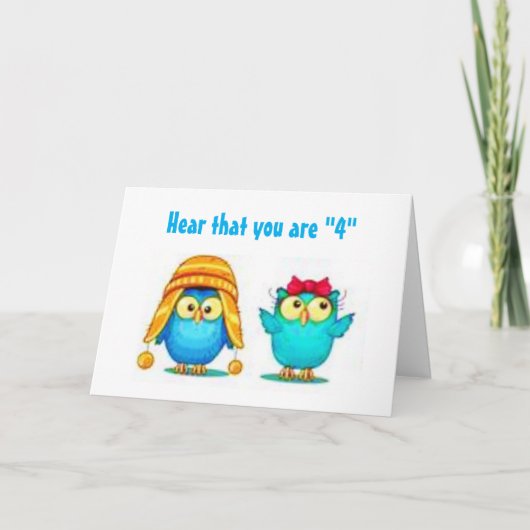 中の風船と4歳の誕生日への願い シーズンカード (正面)