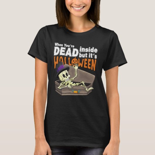 中は死んでいるがハロウィーンの女性の Tシャツ (正面)