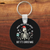 中は死んでいるが、そのクリスマススケルトンコーヒークリスマス キーホルダー (正面)
