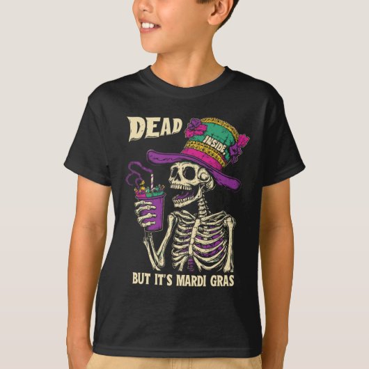中は死んでいるが、それはマルディグラおもしろいス骨格Cof Tシャツ (正面)