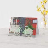 中をブラッシュストロークした緑の空白の自転車 カード (黄色い花)