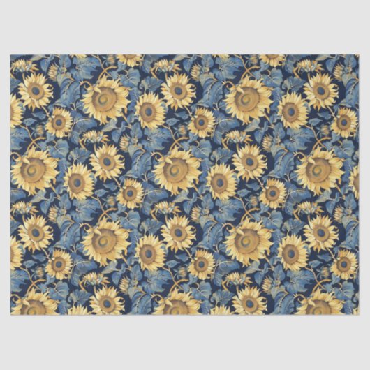 中アールヌーボーひまわり – 10ポンド、17インチx23インチ 薄葉紙 (正面)