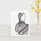 中ウサギのメッセージカードのブランク カード (黄色い花)