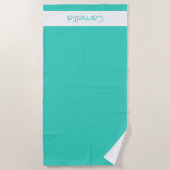 中エレガントターコイズブリーズメイドネームシック ビーチタオル (正面)
