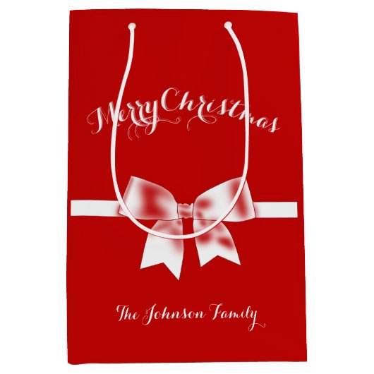 中カスタムレッドメリークリスマス抱き枕 ミディアムペーパーバッグ (正面)