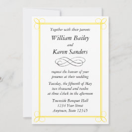 中カスタム黄色の招待状-スクロールデザイン 招待状