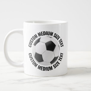 中サイズのカスタマイズテキストサッカーボール ジャンボコーヒーマグカップ