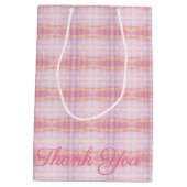 中サイズのピンクプレイドサンキュー抱き枕 ミディアムペーパーバッグ (裏面)