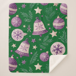 中シェルパブランケット – パープルクリスマスベル&S シェルパブランケット