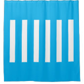 中ストライプ部の。スカイブルーとホワイト。 シャワーカーテン (正面)