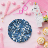 中デニムブルー熱帯パーム葉結婚ズ ペーパープレート (パーティー)