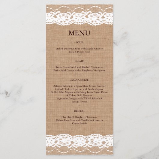 中バーラップとヴィンテージレースメニュー2 メニュー (正面)